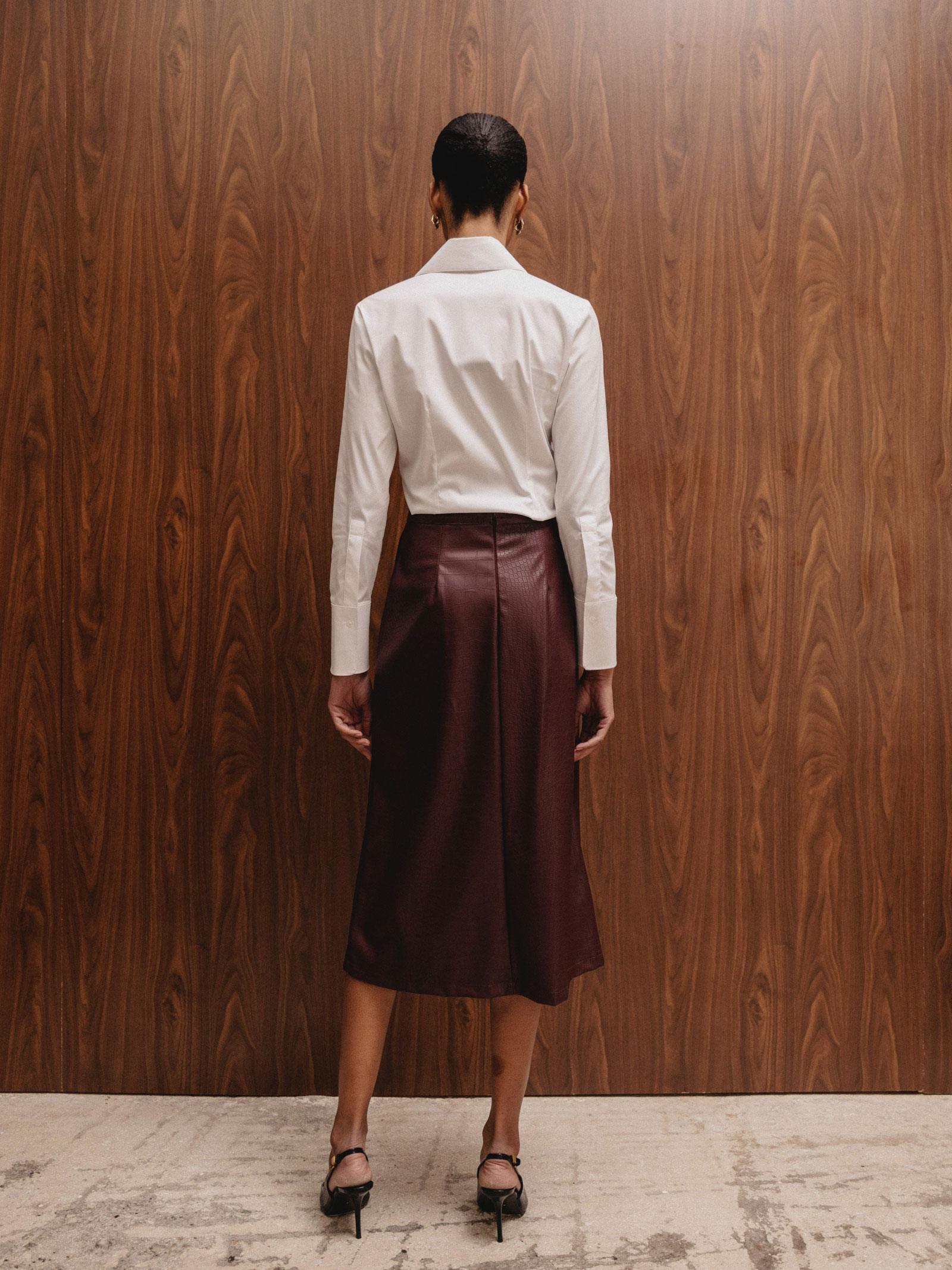 Φούστα μπορντώ δερματίνη - Image 3