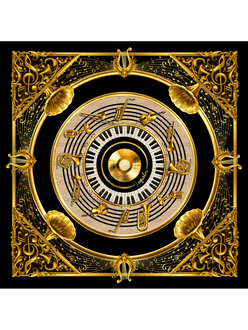 Μεταξωτό Μαντήλι GOLDEN CRESCENDO 70cm x 70cm