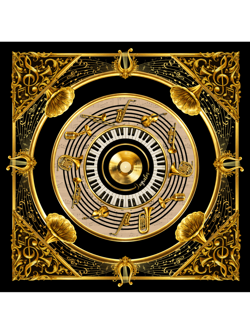 Μεταξωτό Μαντήλι GOLDEN CRESCENDO 50cm x 50cm