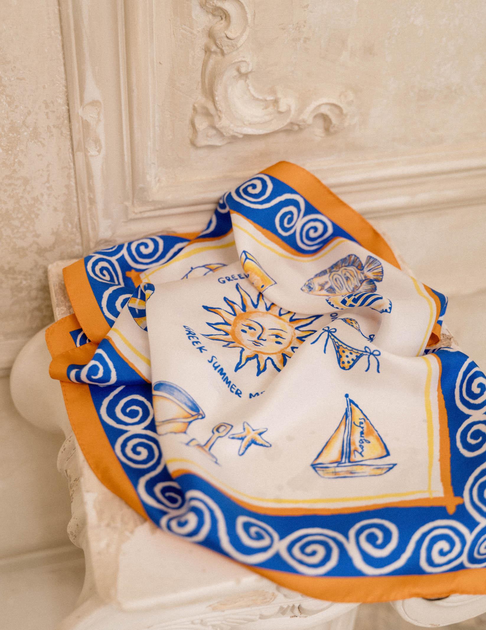 Μεταξωτό Μαντήλι GREEK SUMMER 50cm x 50cm - Image 3